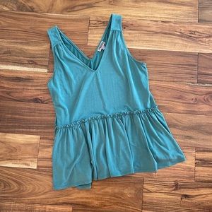 Chelsea28 fun green tank top with ruffle bottom
